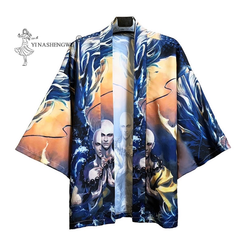 Japanse Yukata Stijl Kimono Kostuum Tops Mannen Vrouwen Jas Unisex Harajuku Samurai Japan Traditionele Haori Vest Kleding