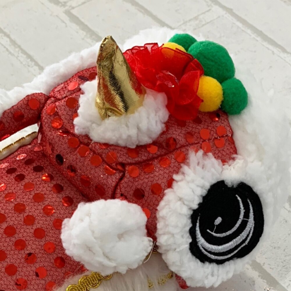 Paño para perros traje chino divertido para mascotas de año Dragón Dance León perro gato abrigo rojo de danza de León ropa de la suerte festiva para Teddy