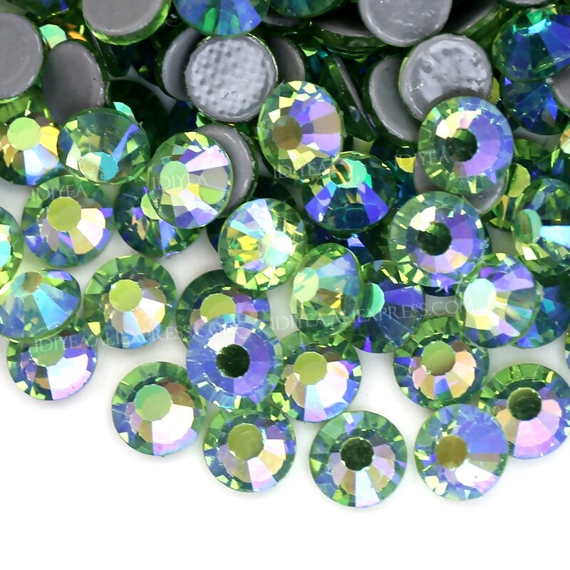 Peridot AB hotfix strass schmelzen flache rückseite kristalle strass glänzt für hochzeit diamant kleid kleidung kostüm pailletten kunst