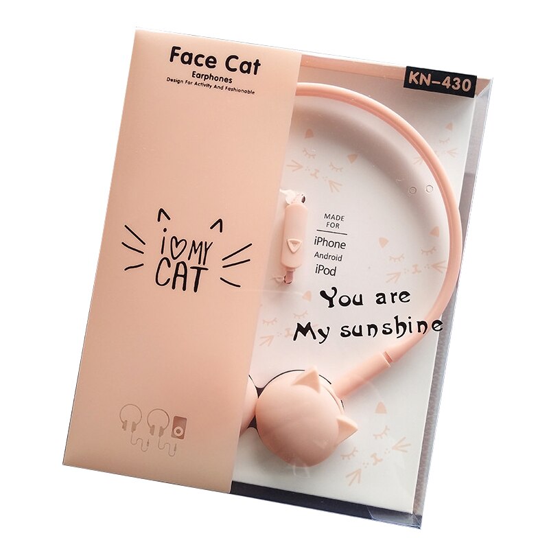 Schattige kattenkoptelefoon, over-ear muis, stereo hoofdtelefoon met microfoon, kinder-dochter oordopjes, headset met retailverpakking