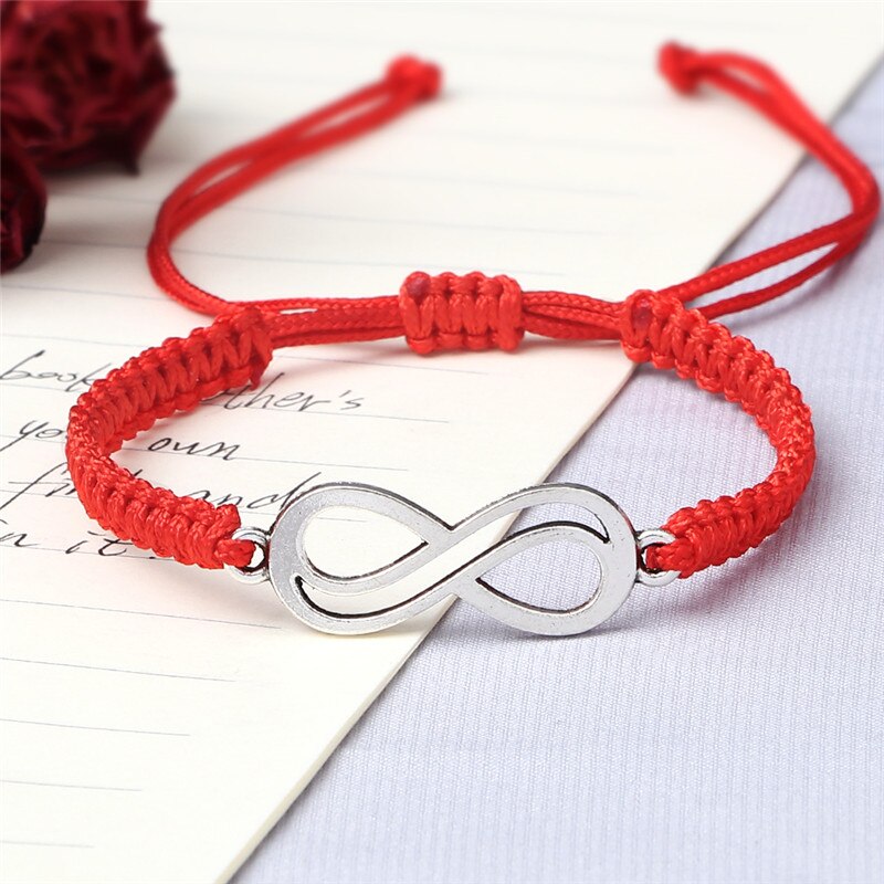 Glück Red String Geflochtene Armband Unendlichkeit Charme Einstellbar Paar Schwarz Weiß Grau Seil Armbänder für Frauen Männer Modeschmuck