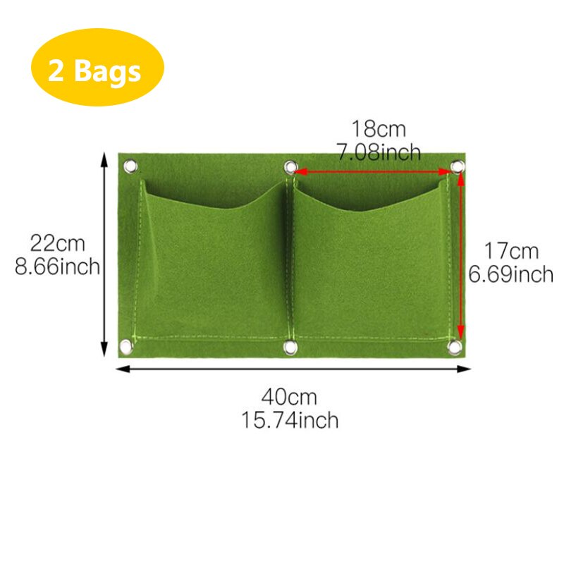 2/4/9 Zakken Verticale Tuin Gow Tassen Plant Muur Opknoping Planten Potten Groen Zwart Grow Planter Plantaardige Tuinieren Leveringen: 2pockets 22X41 G