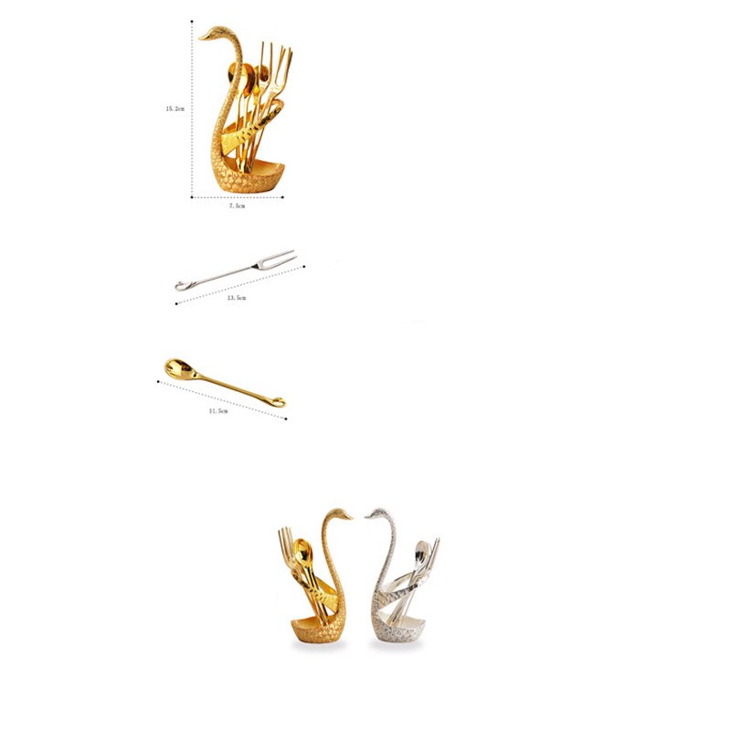 1 set gouden en zilveren zwaan fruit vork dessertset luxe gouden fruit dessert vork servies