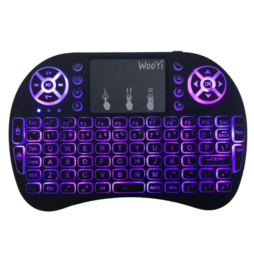 I8 mini trådløst tastatur 2.4 ghz engelsk arabisk russisk hebraisk qwerty tastatur med touchpad til android tv box laptop mi