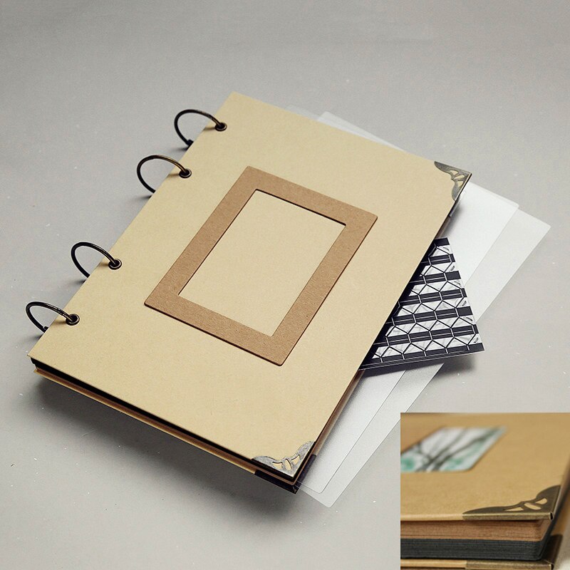 Angwing 28 Vellen Losbladige Fotoalbum Scrapbook Blank/Grote Albums Foto Cover Diy Bruiloft Foto Scrapbook Album case Binding: Album-Two Color Page