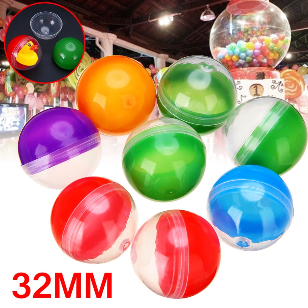 Máquina Expendedora de cápsulas redondas vacías para niños, juguete divertido para máquina expendedora de 32mm de diámetro, mezcla de colores, 1,2 pulgadas, 10 unids/set por juego