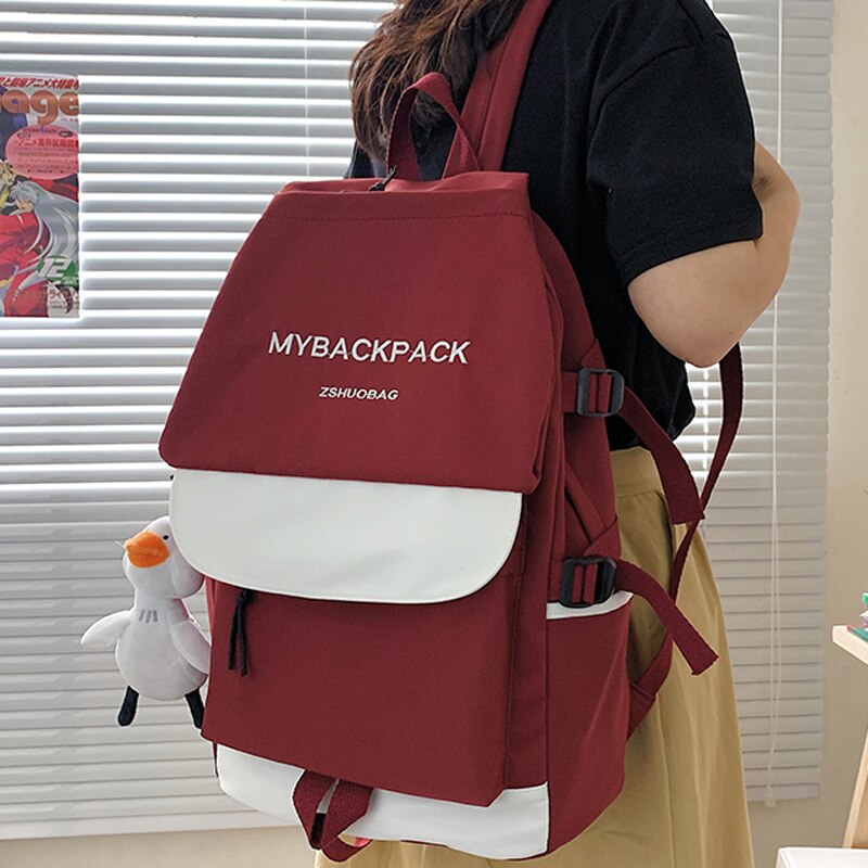 Large Capacity Waterproof Nylon Backpacks Unisex Multi-pocket Travel Bag College Schoolbags for Men and Women Kawaii Backpack