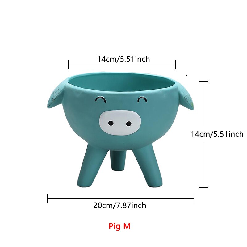 Tegneserie dyr keramik urtepotte ugle kanin kat gris keramik sukkulent plante potte vase dyr skulptur hjem havedekoration: Gris m