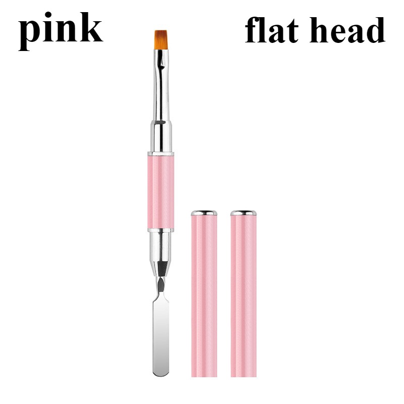 2-in-1 Dual beendet Poly Nagel Gel Bürste Pflücker Nagelbürste und Spachtel Edelstahl Gel für NäGel Verlängerungsgel Werkzeug: Dunkelgrau