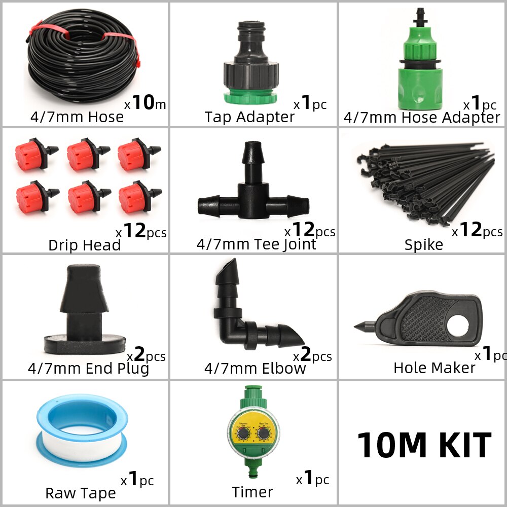 5M-60M Watering System With Timer Micro Drippers For Irrigation Drip Irrigation System Watering Set Water Plant System Automatic: 10M KIT TIMER