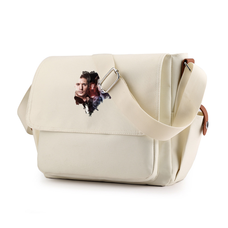 Supernatural Casual Messenger Bag School Shoulder Bag For Students Children Teenager Vintage Canvas Crossbody Bag: Dark Grey