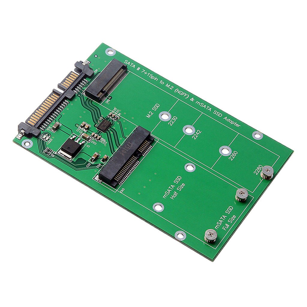 M.2 NGFF MSATA 2 en 1 de 2,5 pulgadas, tamaño múltiple, SSD a tarjeta convertidora SATA III