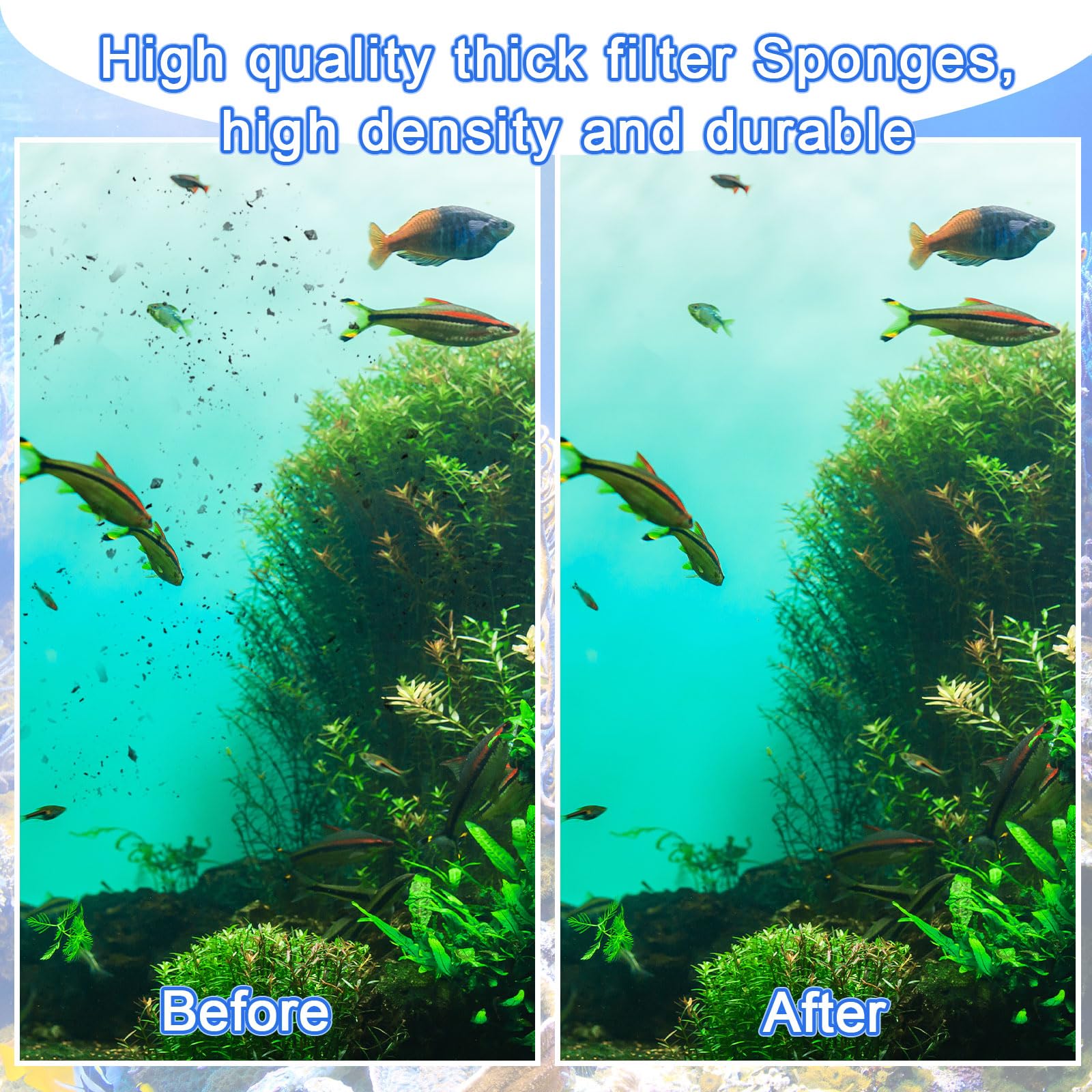 50 PPI Aquarium Filter Sponge Open Cell Foam Sheet Bio Sponge Filter Media Pad HMF Fish Tank Sump Divider Cut-to-Size Foam