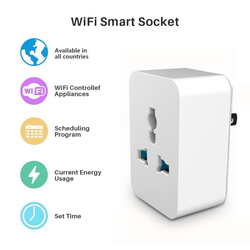 Universal Smart Home Power Socket Plug Basic Wireless WiFi APP Remote Control Timer Switch Powercube US EU UK AU Adapter
