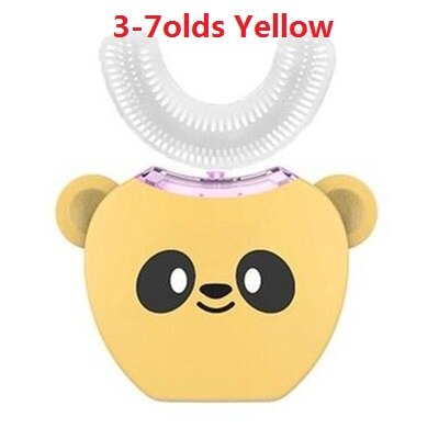Smart 360 Degrees Automatic Sonic Electric Toothbrush for Children Adult U Type 4 Modes Tooth Brush USB Charging Tooth Whitening: 3-7old yellow