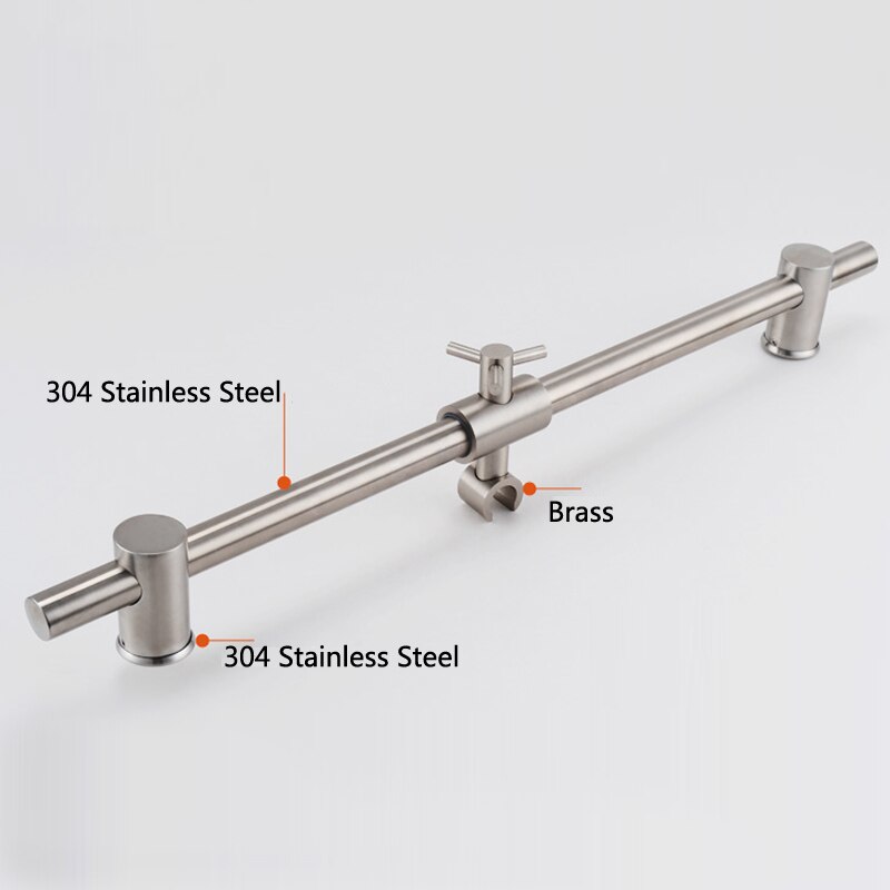 Stainless Steel Slide Bars All Brass Handheld Shower Bracket Height and Angle Adjustable, Polished/Brushed Steel 2 Color HG003