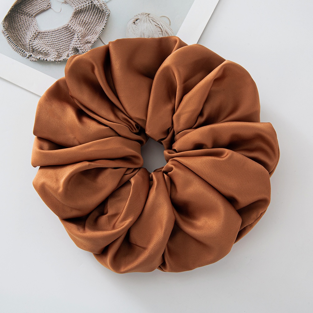 Grandes scrunchies de cetim oversized jumbo scrunchy dormir gigante muçulmano elástico volumizing puro costura laço de cabelo scrunchie: CAMEL