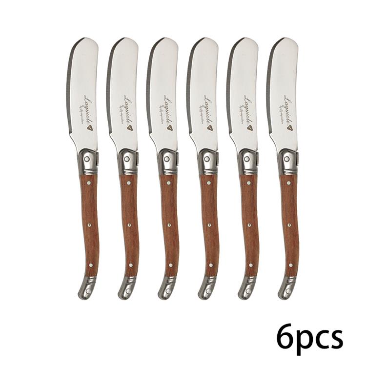 Laguiole stil rustfrit stål ost smør kniv sæt træskaft smør spredere skærer 6.25 '' julebestik køkkenredskaber: 6 stk