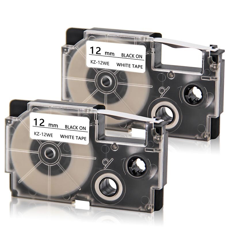 Absonic 4PCS XR-12X XR-12WE Black on Clear/White Label Tape Cartridge Compatible for Casio KL-120 KL-100 KL-820 KL-7200 Printer: 2pcs Black on White