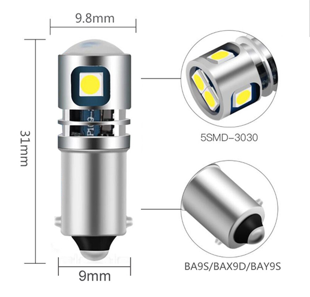 2Stck BA9S T4W LED-lampe 12v 24v BAX9S H6W H5W Bucht9S H21W Auto Hinten Nebel Licht Auto umkehren Parkplatz Lichter Innen Kuppel Lampen Weiß