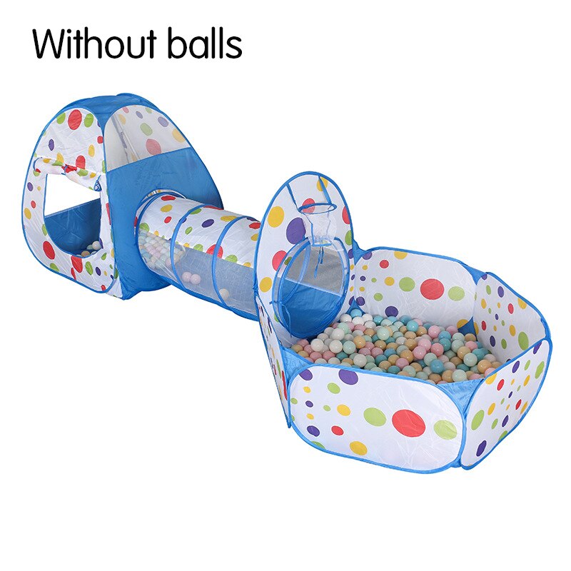 Folding Baby Toys Ball Pool Portable Baby Tent House Crawling Tunnel Ocean Indoor Outdoor Games Kids Tent Playing House: Blue 3pcs Cornerless