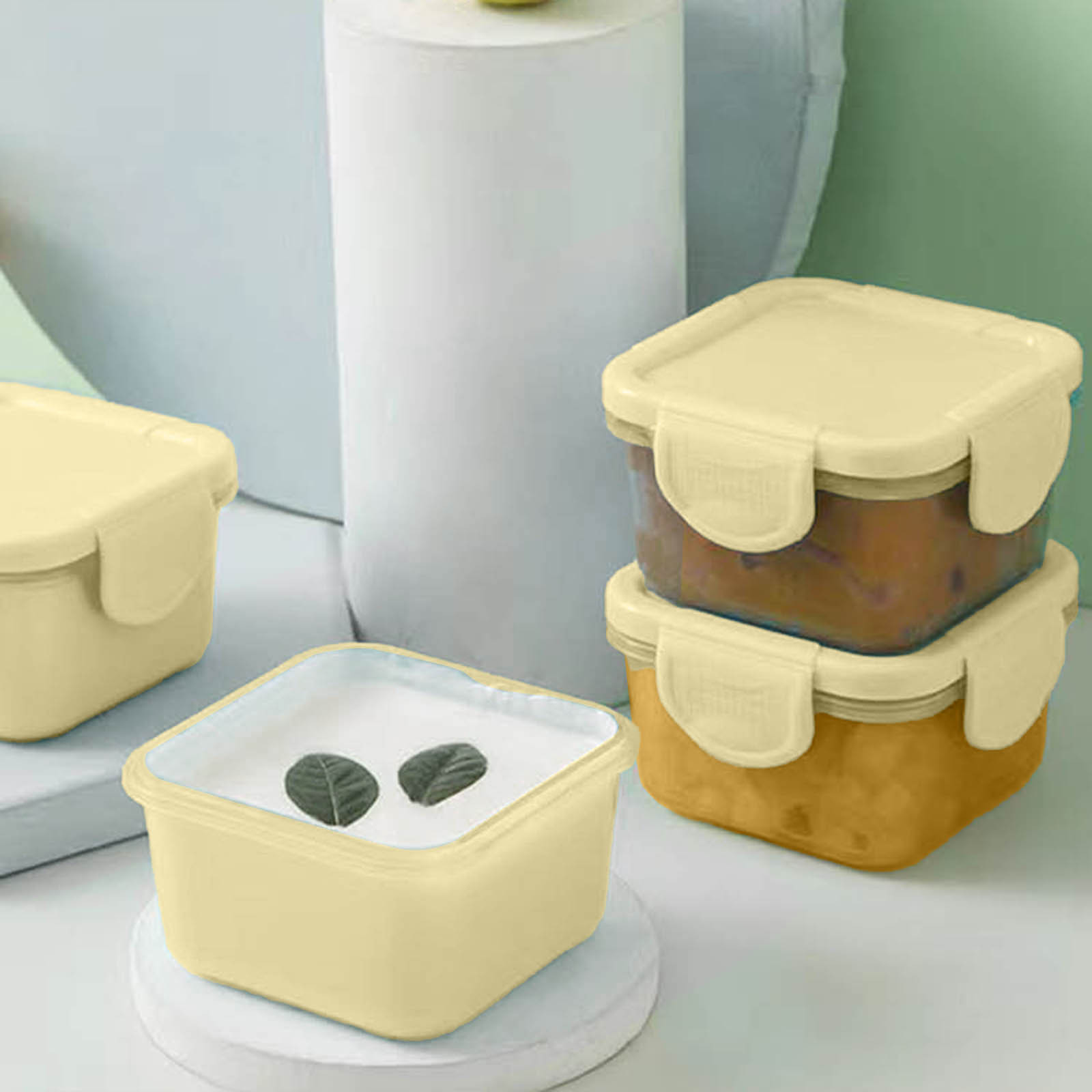 Food Containers Leakproof Lids Condiment Sauce Containers Mini Freezer Storage Containers Airtight Containers Microwave Safe: Yellow