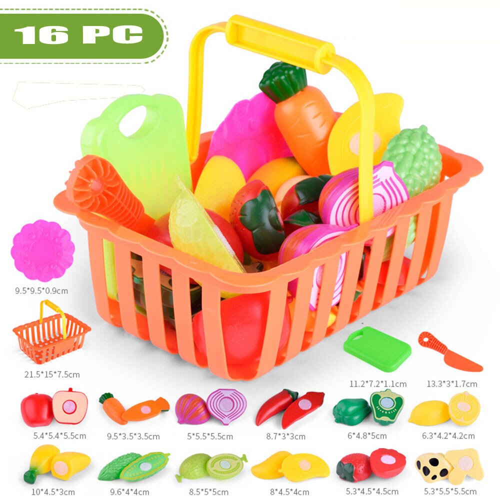 Kids Pretend Play Plastic Voedsel Speelgoed Snijden Fruit Groente Voedsel Pretend Play Kinderen Voedsel Speelgoed Snijden Set Speelgoed: 16PCS