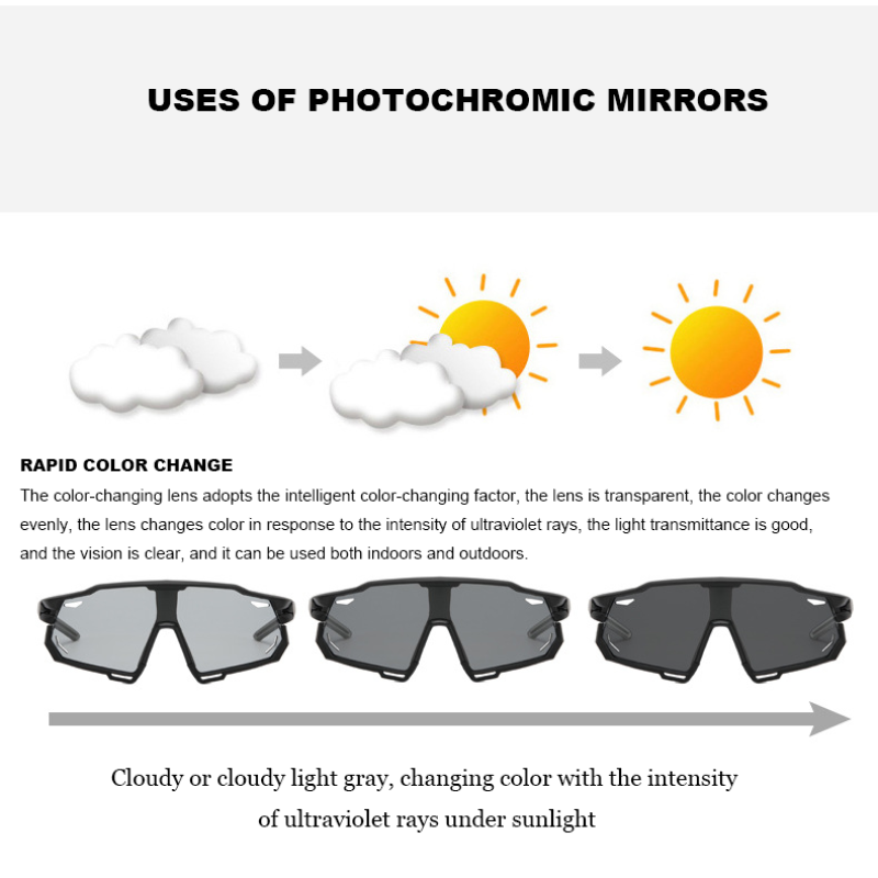 Photochromic Sports Glasses Men's and Women's Polarized Bike Eyewear Mountain MTB Cycling UV400 Sunglasses Bicycle Road Goggles