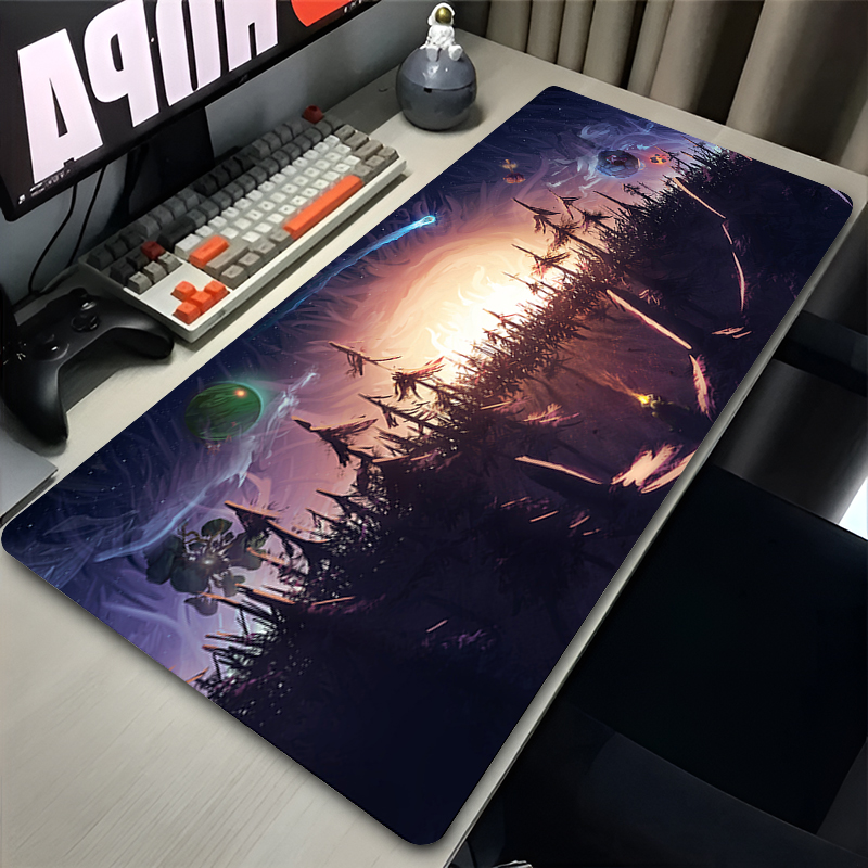 Mouse Pad XXL Anime Gamer Outer Wilds Mousepad Laptop Universe Space Solar System HD Desk Mat PC Gaming Accessories Keyboard Pad: 80x40 cm / Dark Grey