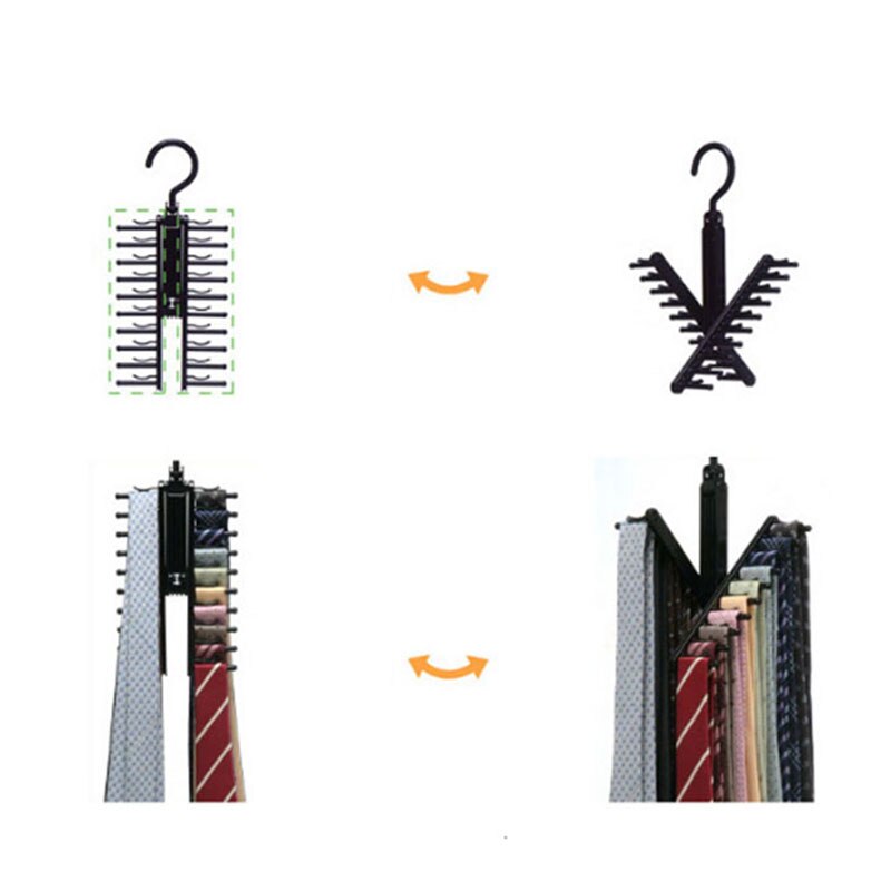 Rotating Tie Rack Adjustable 20 Rows Of Non-Slip Cross X Belt And Tie Rack Closet Organizer Rotating Tie Hanger