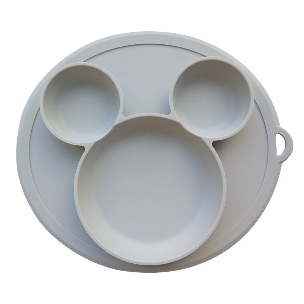 Baby Silicone Plate Kids Bowl Plates Baby Suction BPA Free Feeding Silicone Bowl Baby Silica Gel Dishes Kids Tableware: Grey