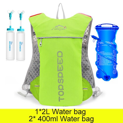 Pfad Laufen-5L Ultraleicht Rucksack Trink Joggen Weste Marathon- Fahrrad Wasser 400ml Flasche 2L Wasser Tasche: Grün 2.8L Wasser Tasche
