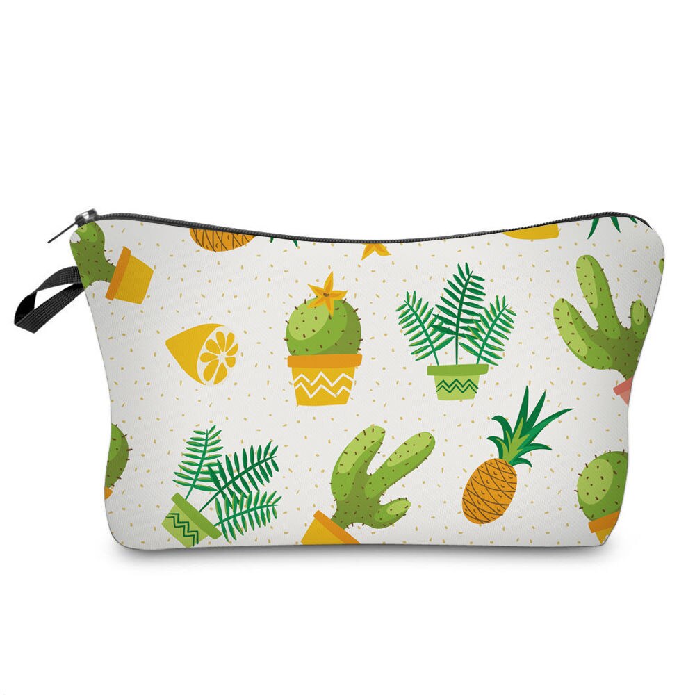 GABWE Style Tropical palmier vert feuilles imprimé frais sac de maquillage cosmétique pour les femmes Kosmetyczka Neceser Maquillaje: 50992