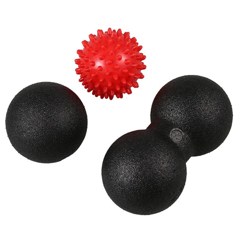 Massagebollset 1 lacrosseboll  + 1 dubbel lacrosseboll  + 1 taggiga bollar för triggerpunktsterapi - släpp upp spända muskler
