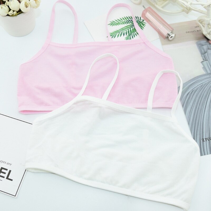 Puberty Teenage Girl Cotton Underwear Student Brassiere Training Bra Solid Color