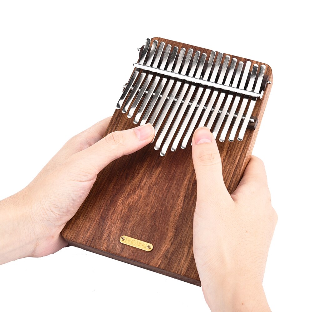 LINGTING K17P 17-key Portable Thumb Piano Kalimba Mbira Sanza Solid Wood Material with Case Stickers Tuning Hammer Pickup