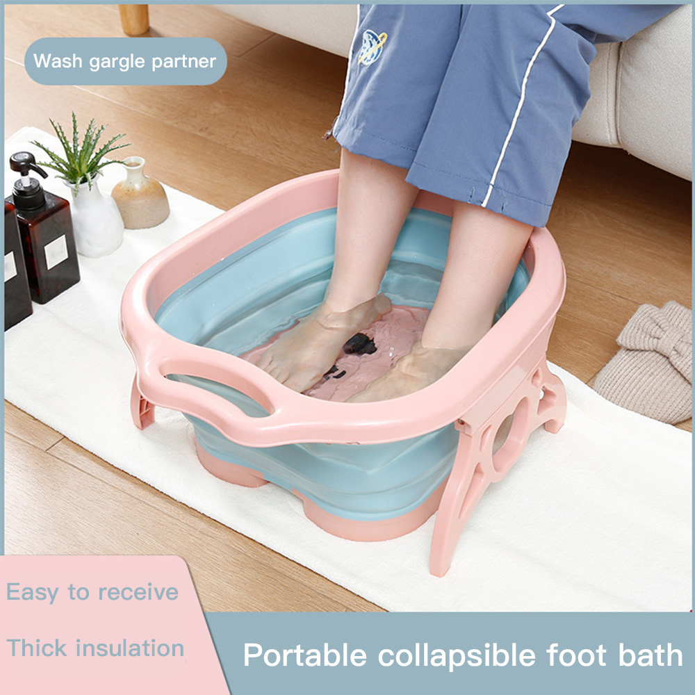 Portable Foot Basin Collapsible Foot Washing Basin Foot Spa Bucket Pedicure Bath Soaking Tub Travel Foldable Wash Basin D