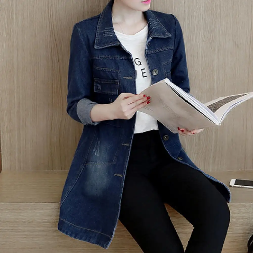 Trendprodukter store størrelser trenchcoat til kvinder overtøj denimjakke broderi efterårstøj