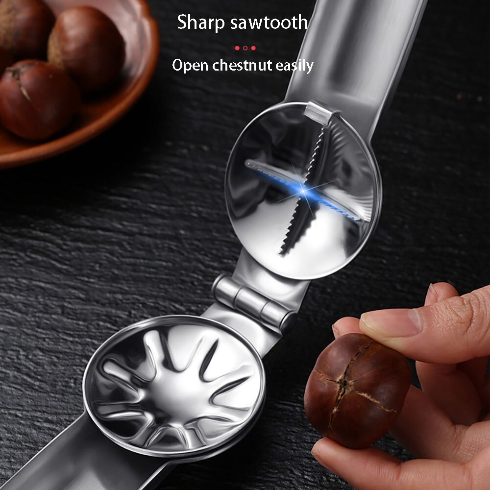 Premium 2-In-1 Quick Chestnut Clip Nut Cracker Sheller Walnut Pliers Metal Nut Opener 304 Stainless Steel Kitchen Tools