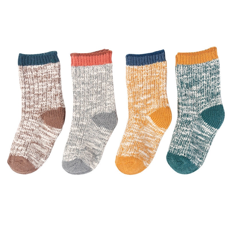 4 Paare/los Kinder Mädchen Socken Woolen Gestrickte Socken für Jungen Winter Warme Socken für Mädchen Dicke Kinder Stuff Geeignet für 1-12Years