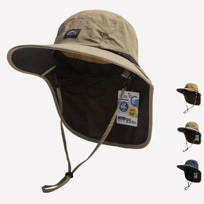 Gorras panamá Unisex de ala ancha de verano, impermeables y de secado rápido, visera para exteriores, sombreros de cubo, sombrero de sol transpirable de malla con solapa para el cuello