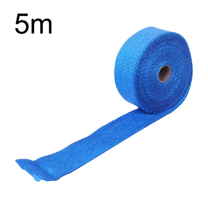 Exhaust Heat Wrap Shield Protector Tan Fireproof Insulating Tape Cloth Roller Kit For Car Motorcycle: Blue