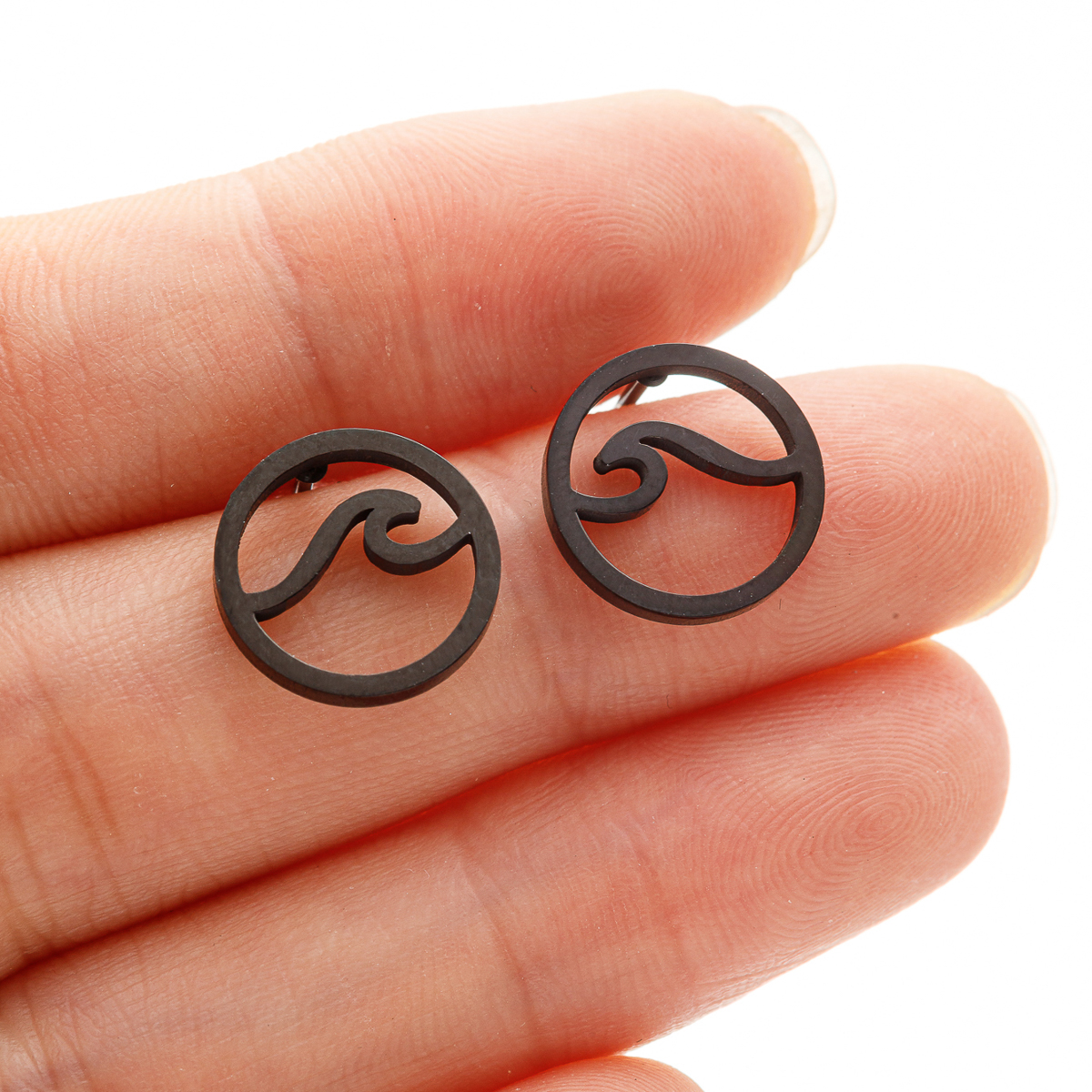 Simple Round Sea Wave Women'S Cartilage Earings Geometric Ocean Surf Stainless Steel Ear Piercing Stud Earrings Jewelry