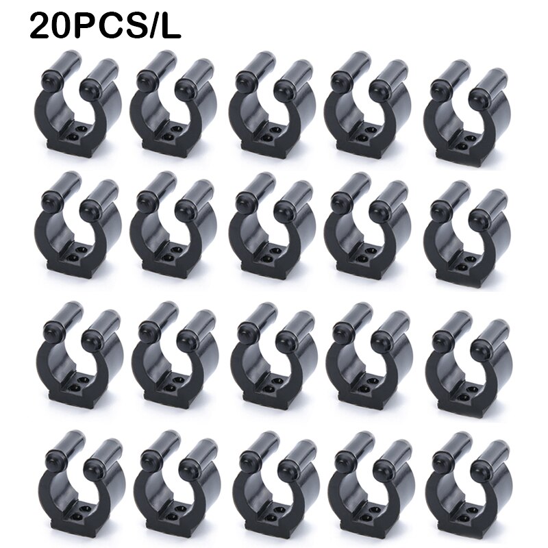 20pcs Plastic Black Fishing Rod Billiard Rod Clip Billiard Cue Clips Fishing Rod Clamp Fishing Rod Clamp Pipe Fixing Bracket: 37.5x28.5x21mm