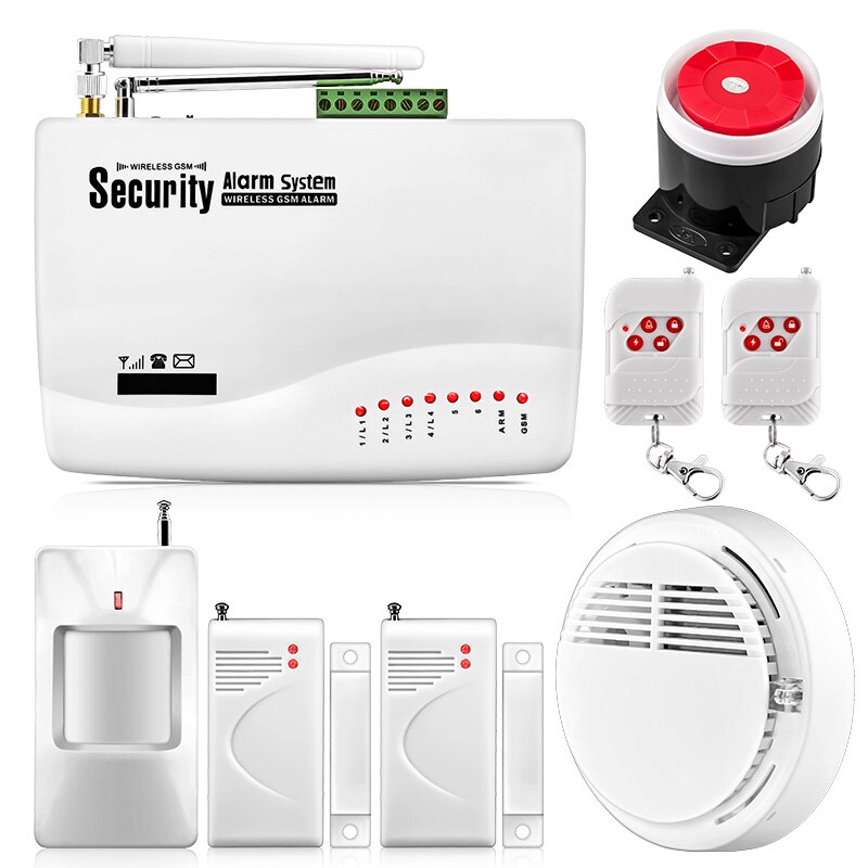FUERS 10A GSM Alarm System for Home Security System with Wired PIR Motion Door Sensor Dual Antenna Burglar Alarm Remote control