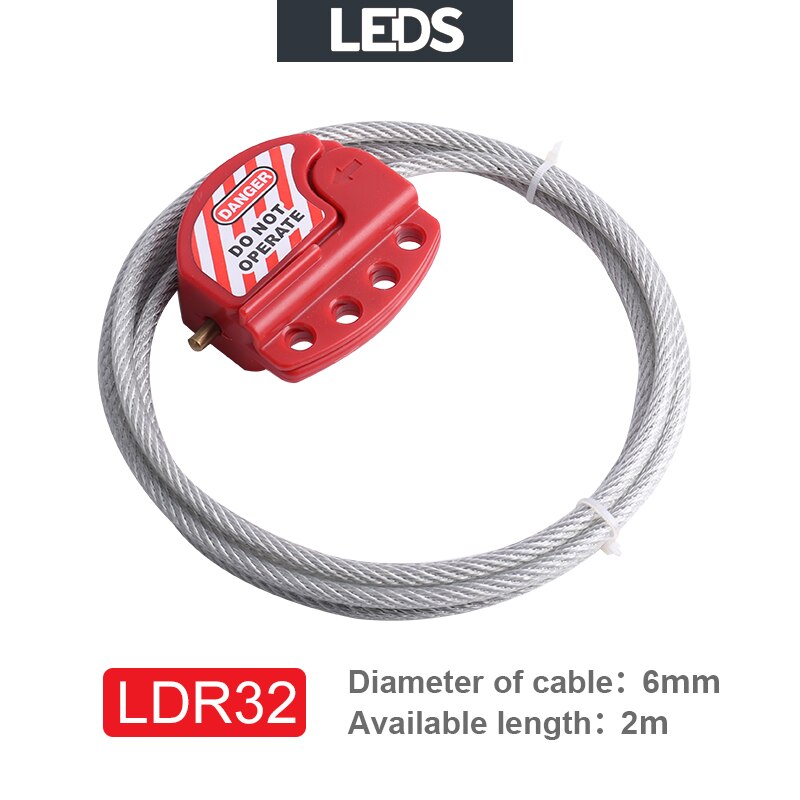 Verstelbare Kabel Lockout Universele Klep Veiligheid Loto Lock Combinatie Security Staaldraad Abs Body 6Mm Lengte 2M Met 4 Sloten: LDR32