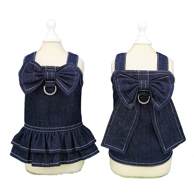 Ropa para mascotas, vestido para perro pequeño con lazo, Falda vaquera bonita, abrigo suave y cómodo, chaleco bonito a la para Chihuahua