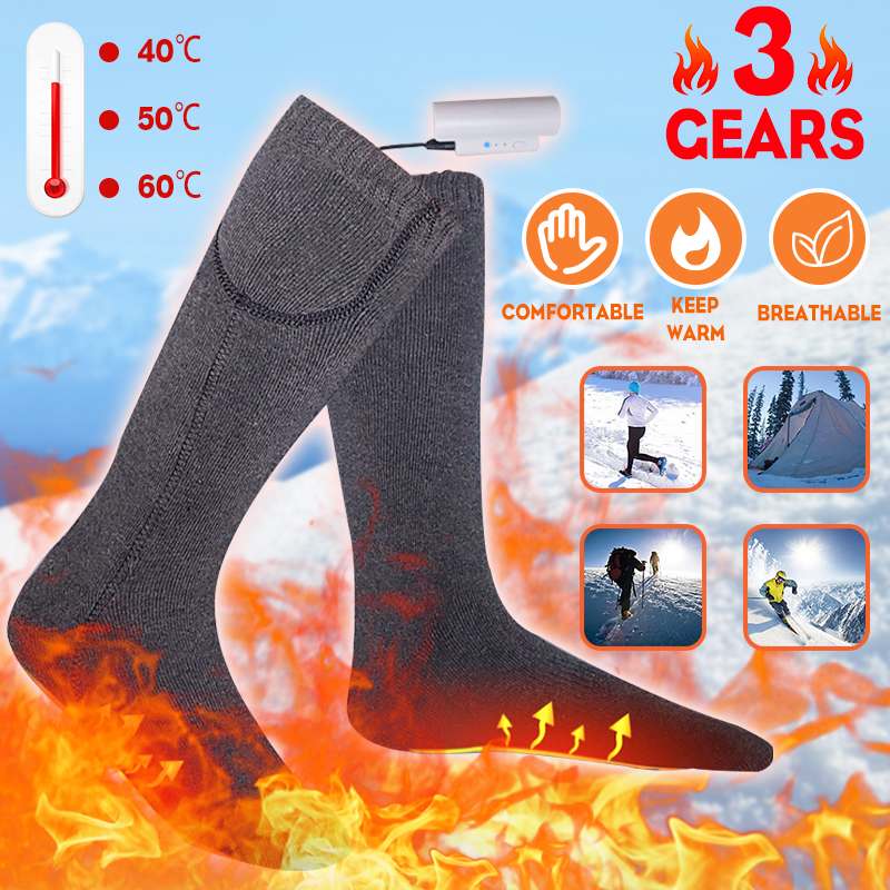 Calcetines térmicos ajustables para hombre y mujer, calcetín calefactor eléctrico, suave, para invierno, esquí, deporte de ciclismo, 35-60 grados, 1 par