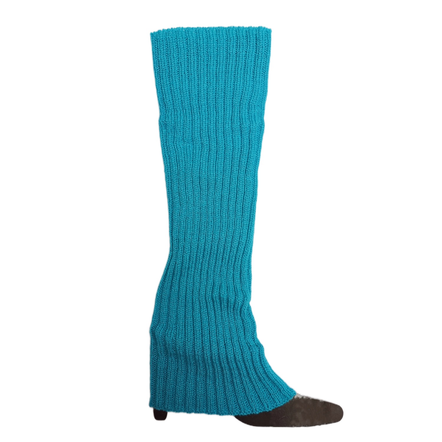 Calentadores de piernas de punto de color neón para mujer, calcetines sin pies brillantes acanalados, Punk, negro, hasta la rodilla, gótico, Hip-hop, Rock, Halloween, 80s: Azul cielo