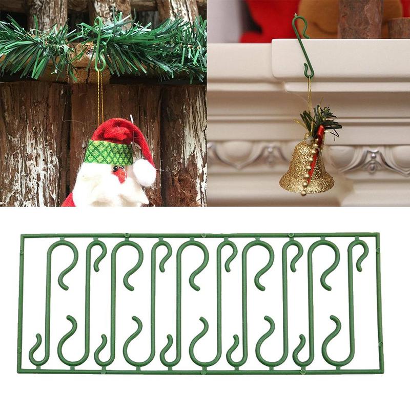 10/20/30/50 Set S-vorm Haken Kerstboom Decoratie Pvc Groene Multifunctionele Haak Houders Ornamenten